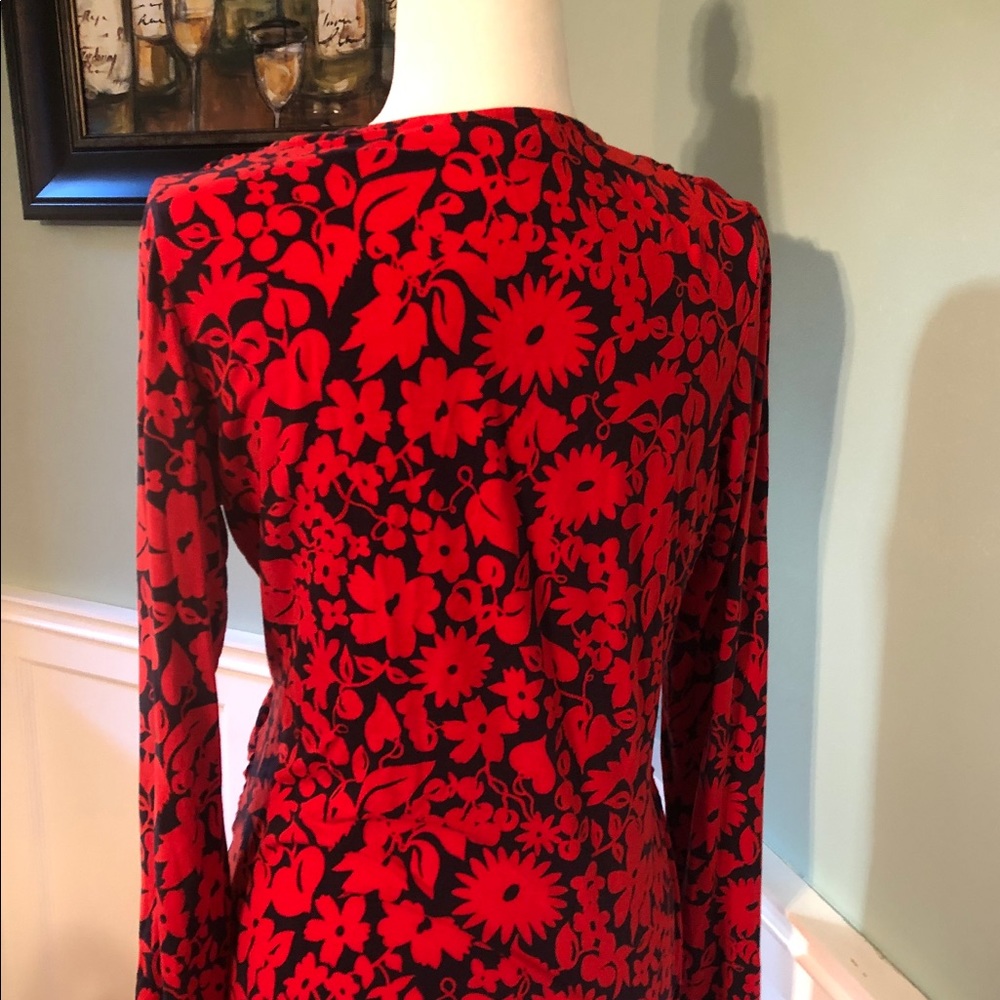Boden Jersey Wrap Top US 14 blue and red - Picture 4 of 8